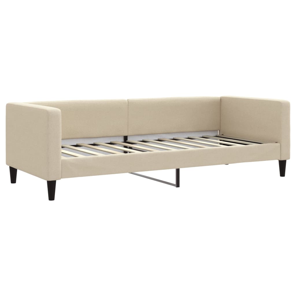 daybed med udtræk og madras 80x200 cm stof cremefarvet