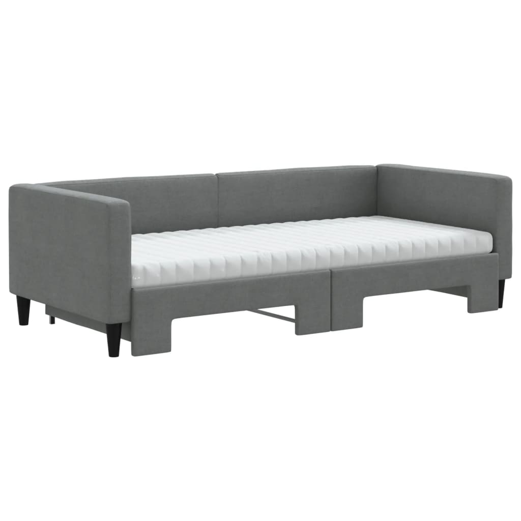 daybed med udtræk og madras 90x200 cm stof mørkegrå