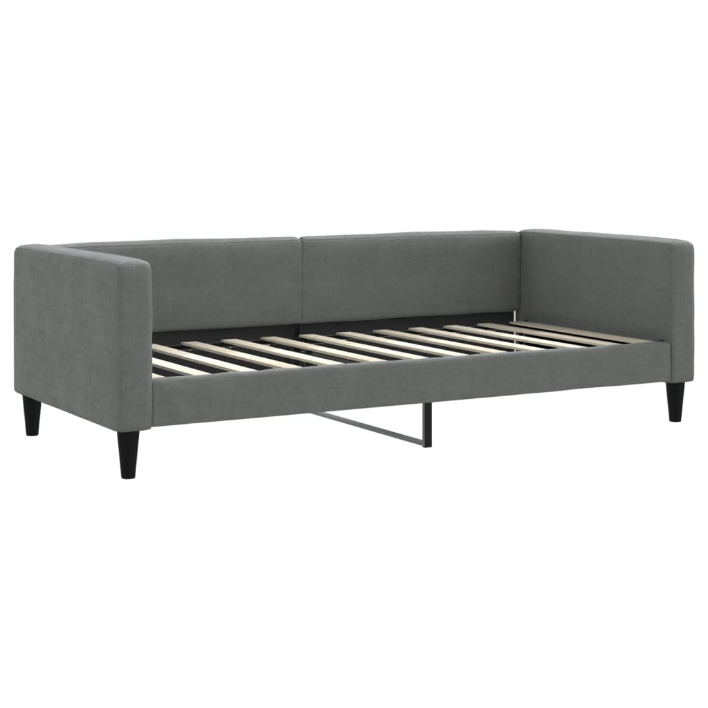 daybed med udtræk og madras 90x200 cm stof mørkegrå