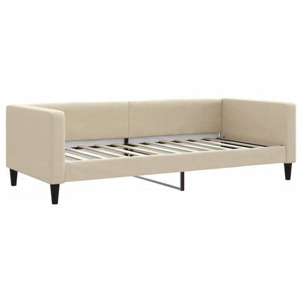 daybed med udtræk og madras 90x200 cm stof cremefarvet