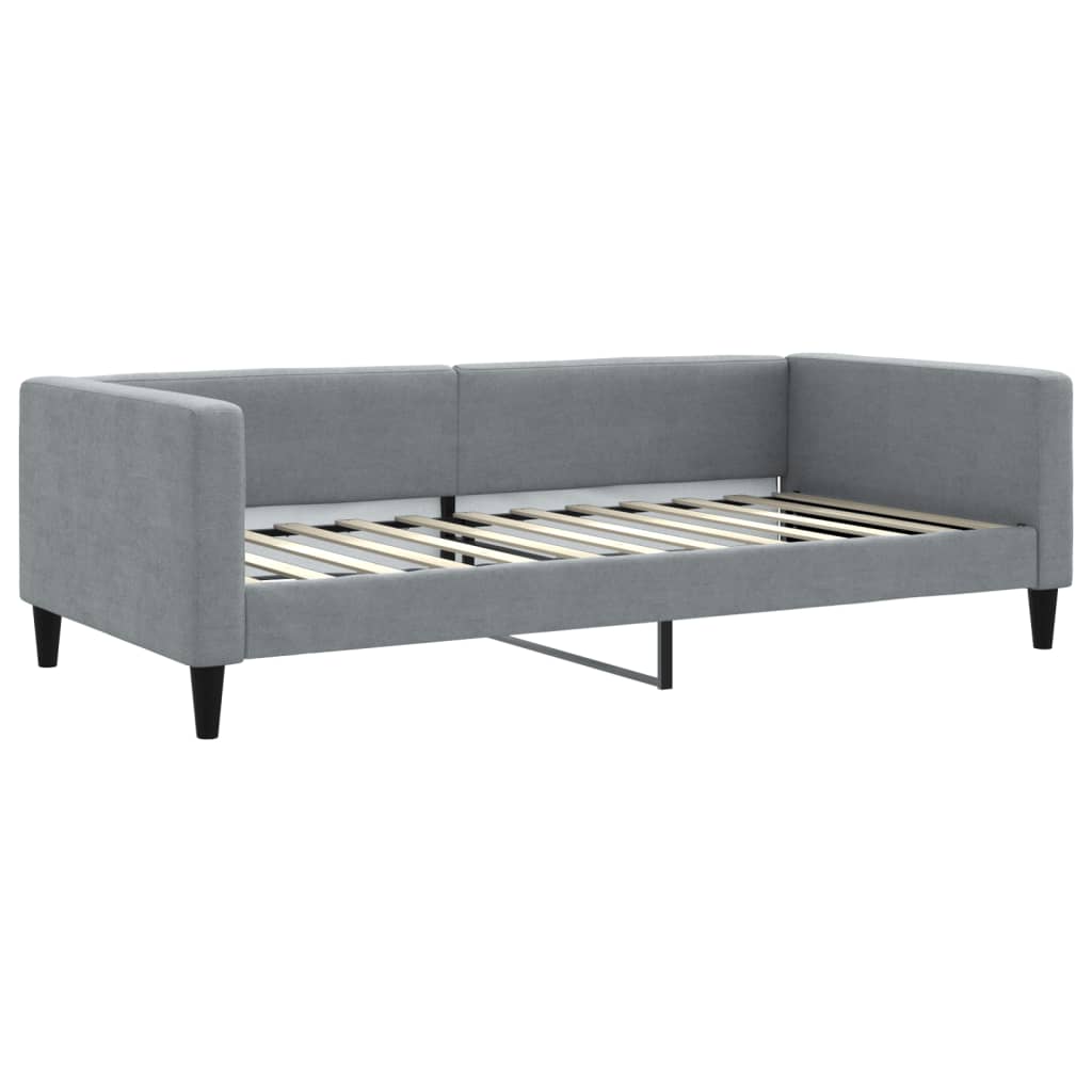 daybed med udtræk og madras 100x200 cm stof lysegrå