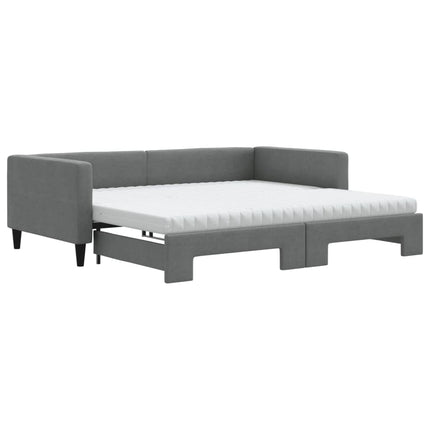 daybed med udtræk og madras 100x200 cm stof mørkegrå