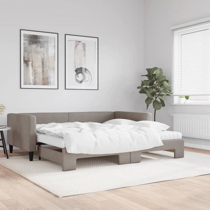 daybed med udtræk og madras 100x200 cm stof gråbrun