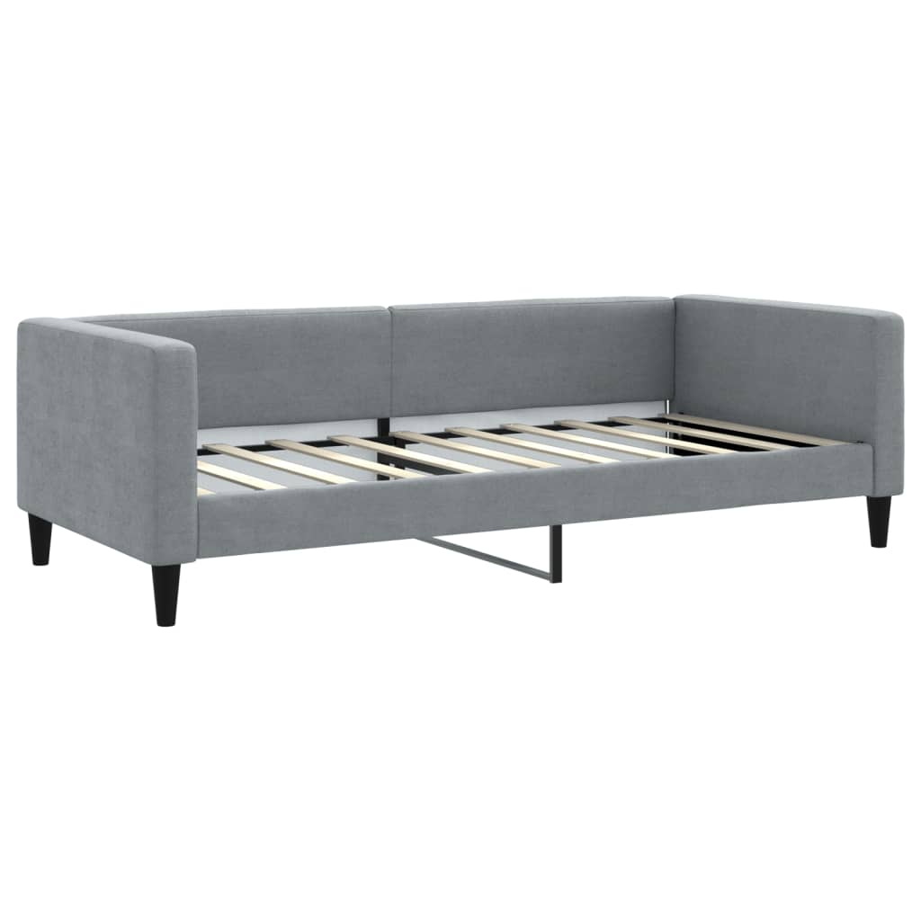 daybed med udtræk og madras 90x190 cm stof lysegrå