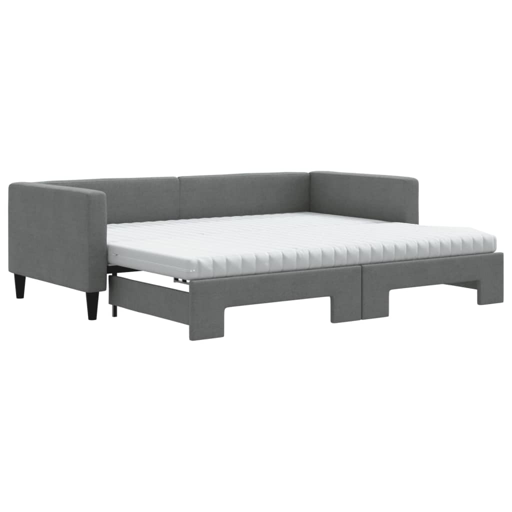 daybed med udtræk og madras 90x190 cm stof mørkegrå