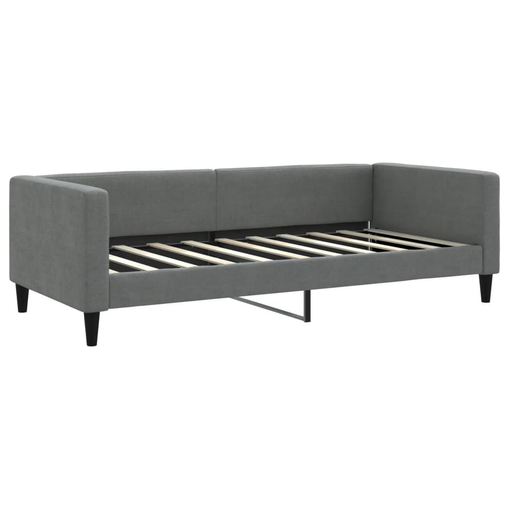 daybed med udtræk og madras 90x190 cm stof mørkegrå