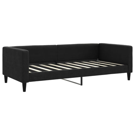 daybed med udtræk og madras 90x190 cm stof sort