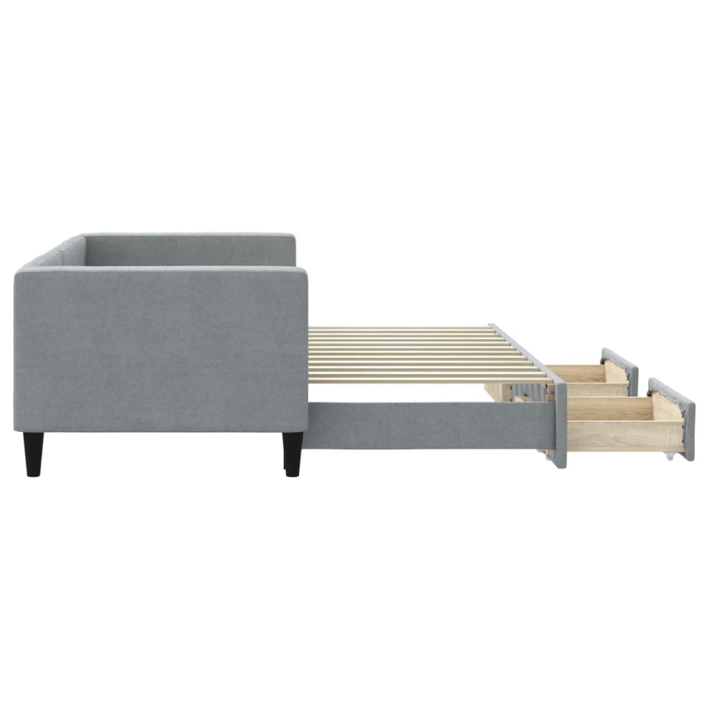 daybed med udtræk og skuffer 80x200 cm stof lysegrå