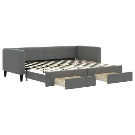 daybed med udtræk og skuffer 80x200 cm stof mørkegrå
