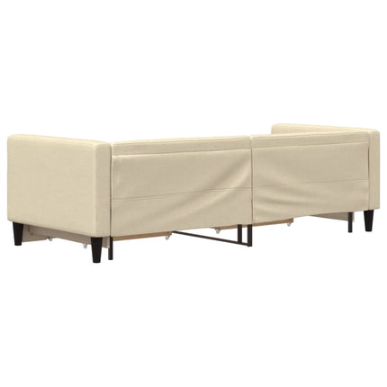 daybed med udtræk og skuffer 80x200 cm stof cremefarvet