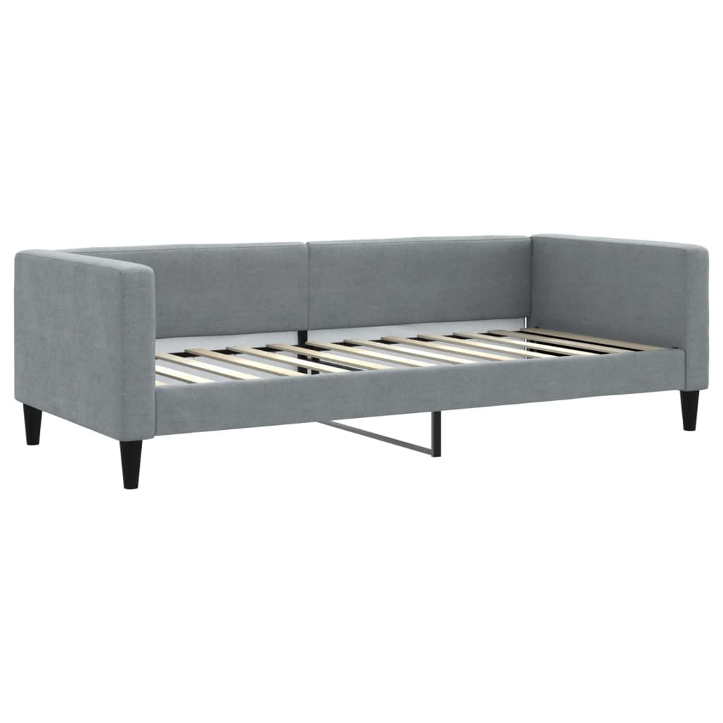 daybed med udtræk og skuffer 90x200 cm stof lysegrå