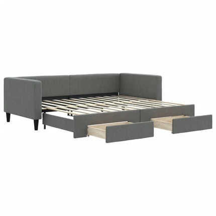 daybed med udtræk og skuffer 90x200 cm stof mørkegrå