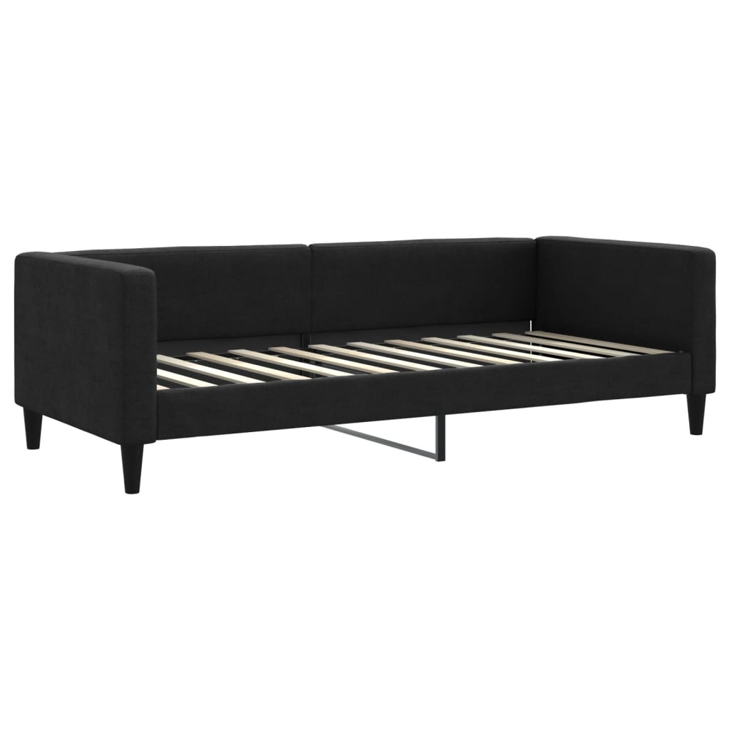daybed med udtræk og skuffer 90x200 cm stof sort