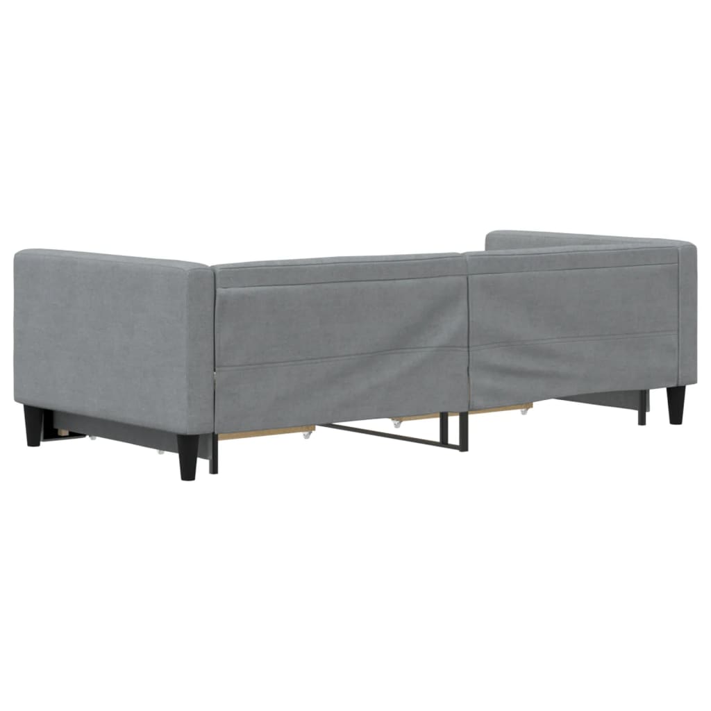 daybed med udtræk og skuffer 90x190 cm stof lysegrå