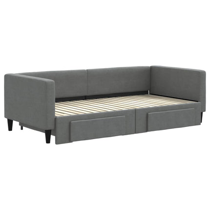 daybed med udtræk og skuffer 90x190 cm stof mørkegrå