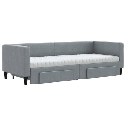 daybed med udtræk og skuffer 80x200 cm stof lysegrå
