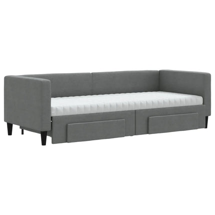 daybed med udtræk og skuffer 80x200 cm stof mørkegrå