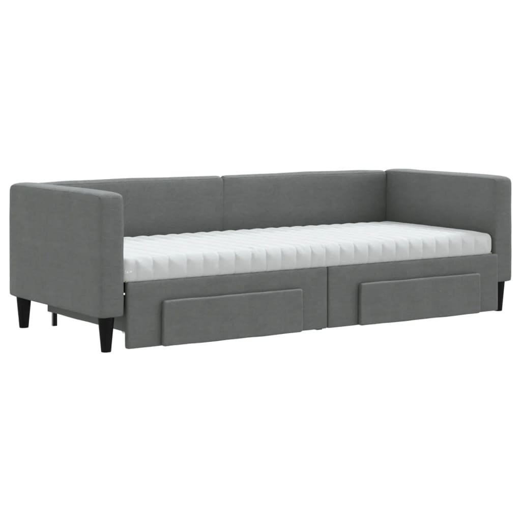 daybed med udtræk og skuffer 80x200 cm stof mørkegrå