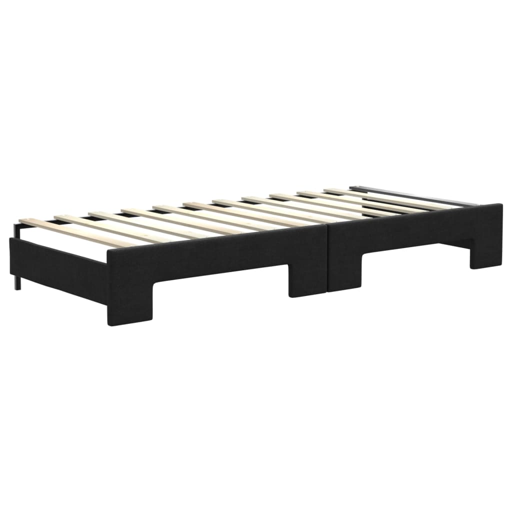 daybed med udtræk og skuffer 80x200 cm stof sort