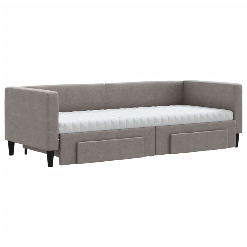 daybed med udtræk og skuffer 80x200 cm stof gråbrun