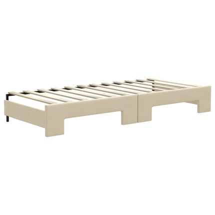 daybed med udtræk og skuffer 80x200 cm stof cremefarvet