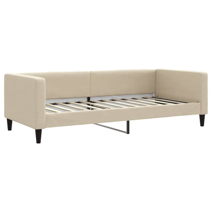 daybed med udtræk og skuffer 90x200 cm stof cremefarvet