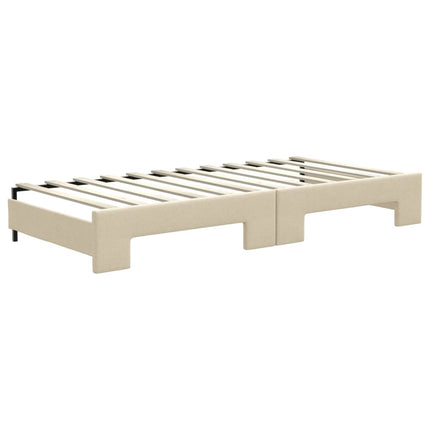 daybed med udtræk og skuffer 90x200 cm stof cremefarvet