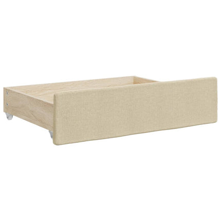 daybed med udtræk og skuffer 90x200 cm stof cremefarvet
