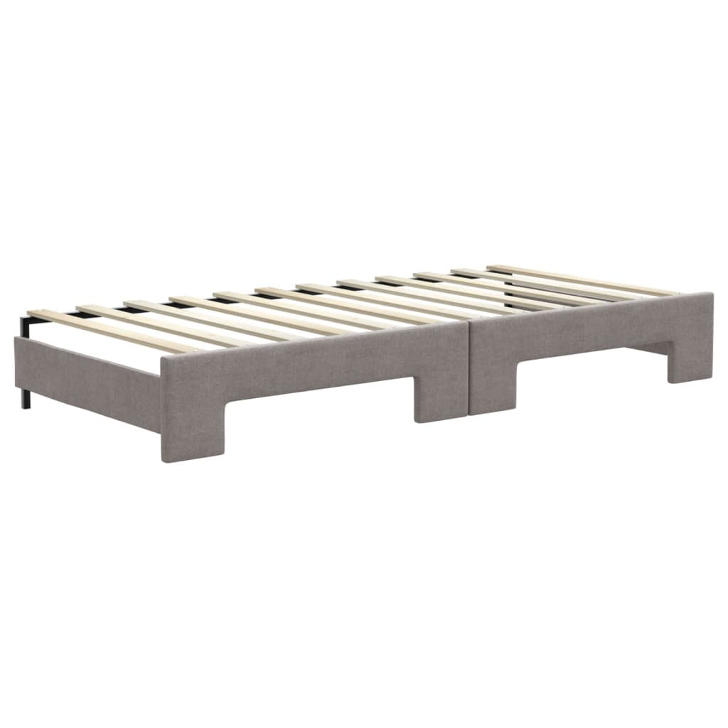 daybed med udtræk og skuffer 100x200 cm stof gråbrun