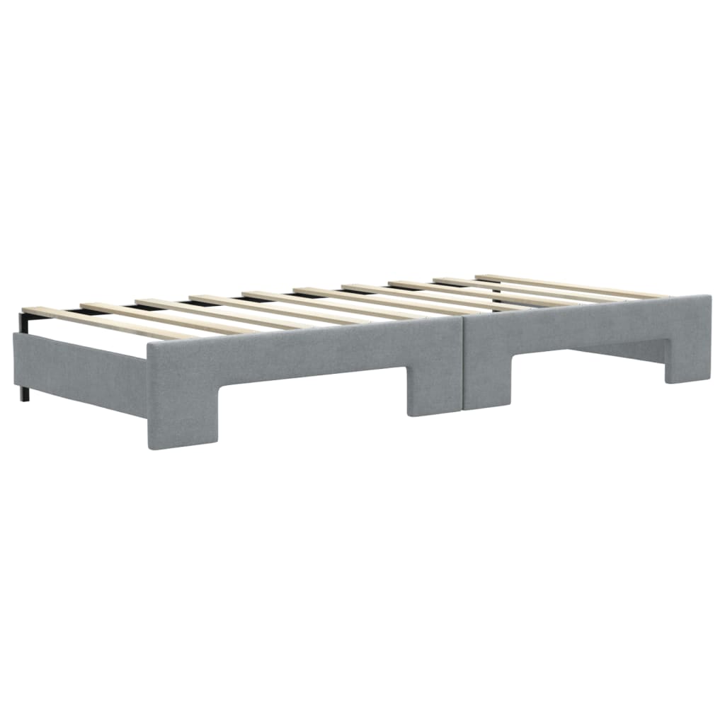 daybed med udtræk og skuffer 90x190 cm stof lysegrå