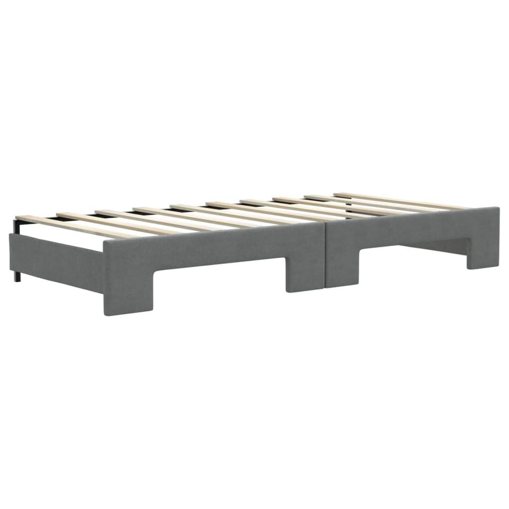 daybed med udtræk og skuffer 90x190 cm stof mørkegrå