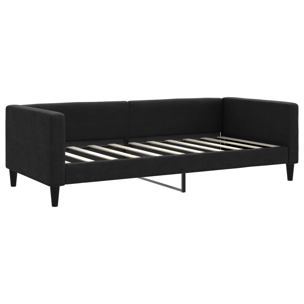 daybed med udtræk og skuffer 90x190 cm stof sort