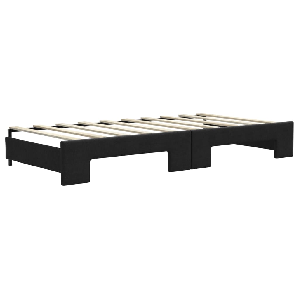 daybed med udtræk og skuffer 90x190 cm stof sort