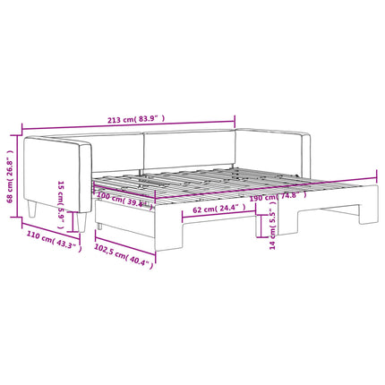 daybed med udtræk 100x190 cm stof mørkegrå