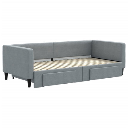 daybed med udtræk og skuffer 100x190 cm stof lysegrå