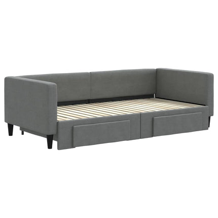 daybed med udtræk og skuffer 100x190 cm stof mørkegrå