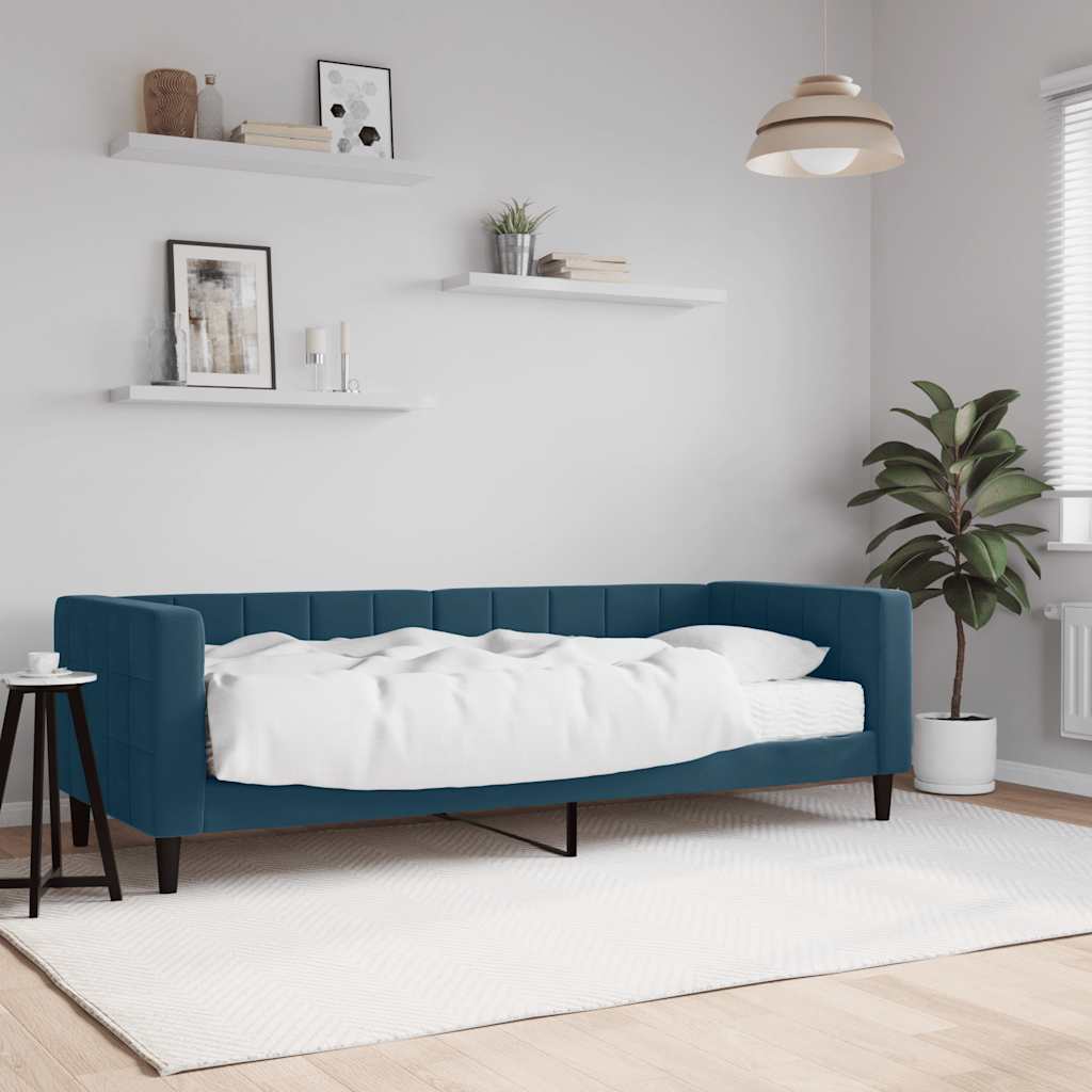 daybed med madras 80x200 cm velour blå