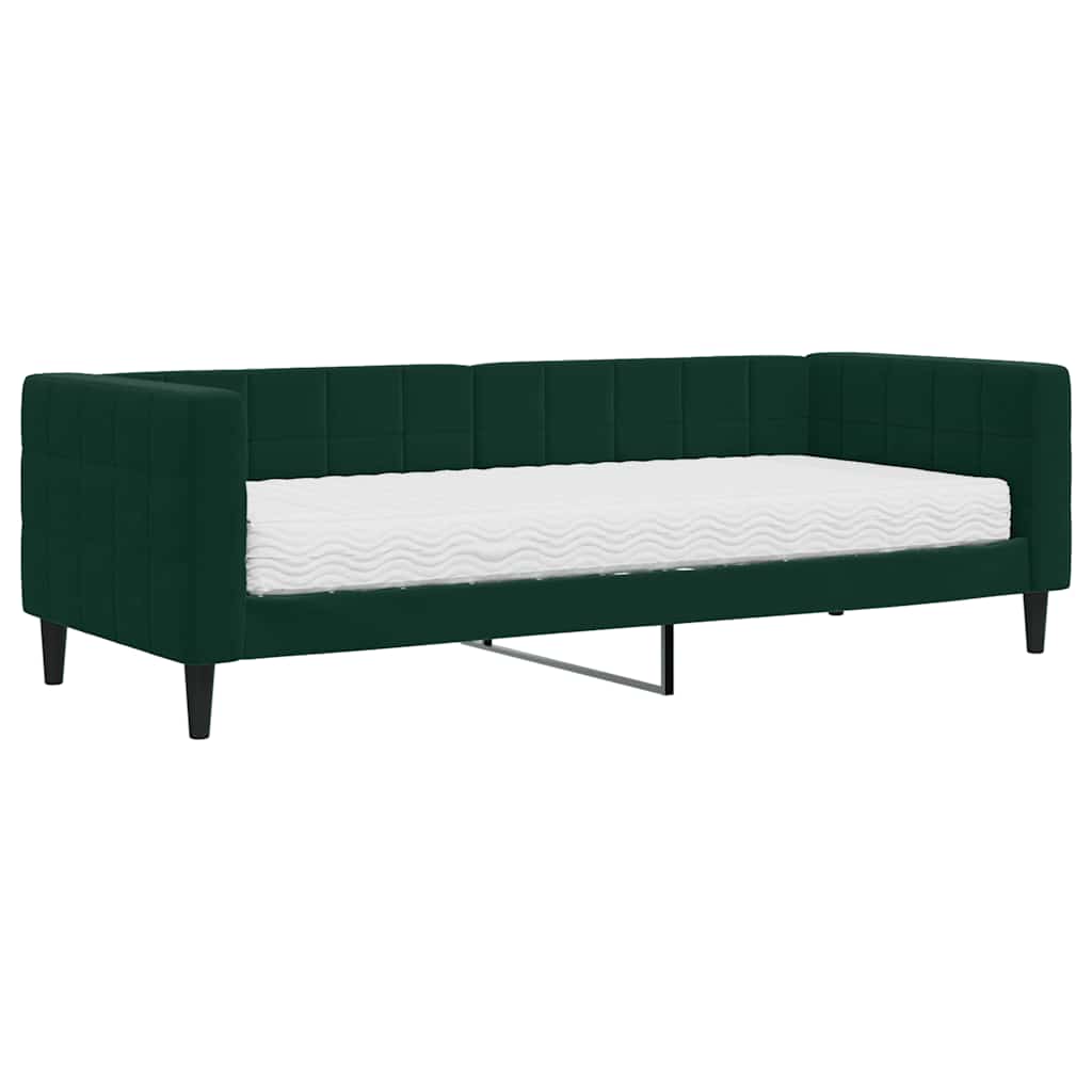 daybed med madras 80x200 cm velour mørkegrøn