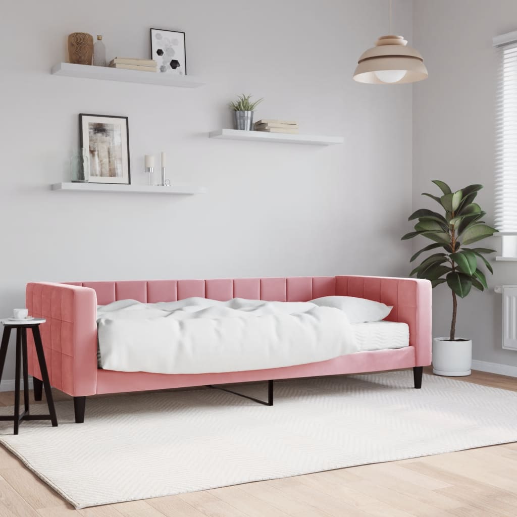 daybed med madras 80x200 cm velour pink