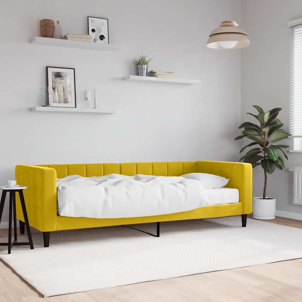 daybed med madras 80x200 cm velour gul billede