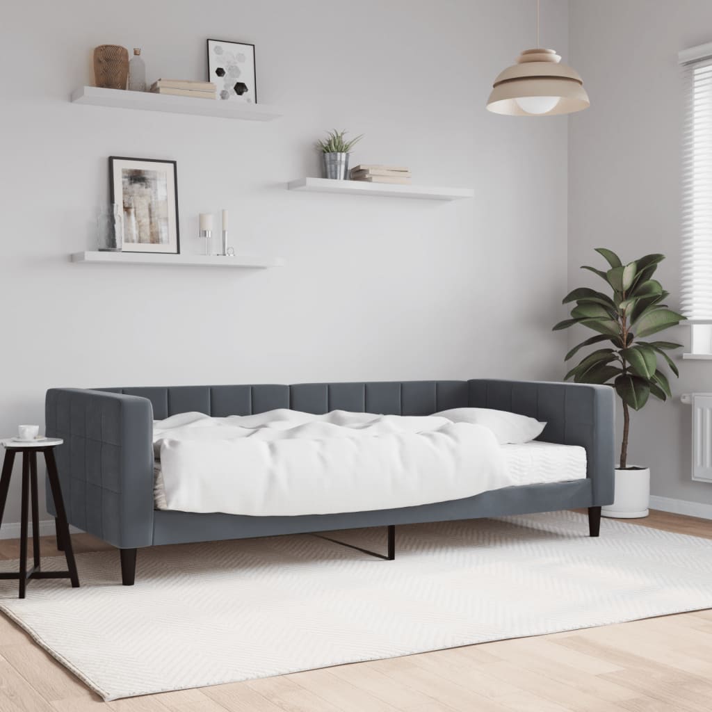 daybed med madras 90x200 cm velour mørkegrå