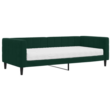 daybed med madras 90x200 cm velour mørkegrøn