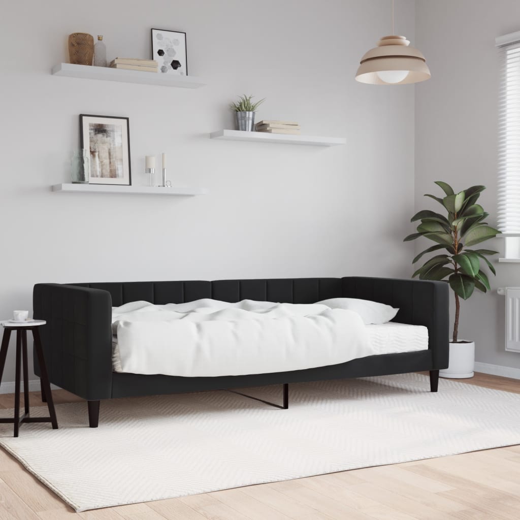 daybed med madras 90x200 cm velour sort billede
