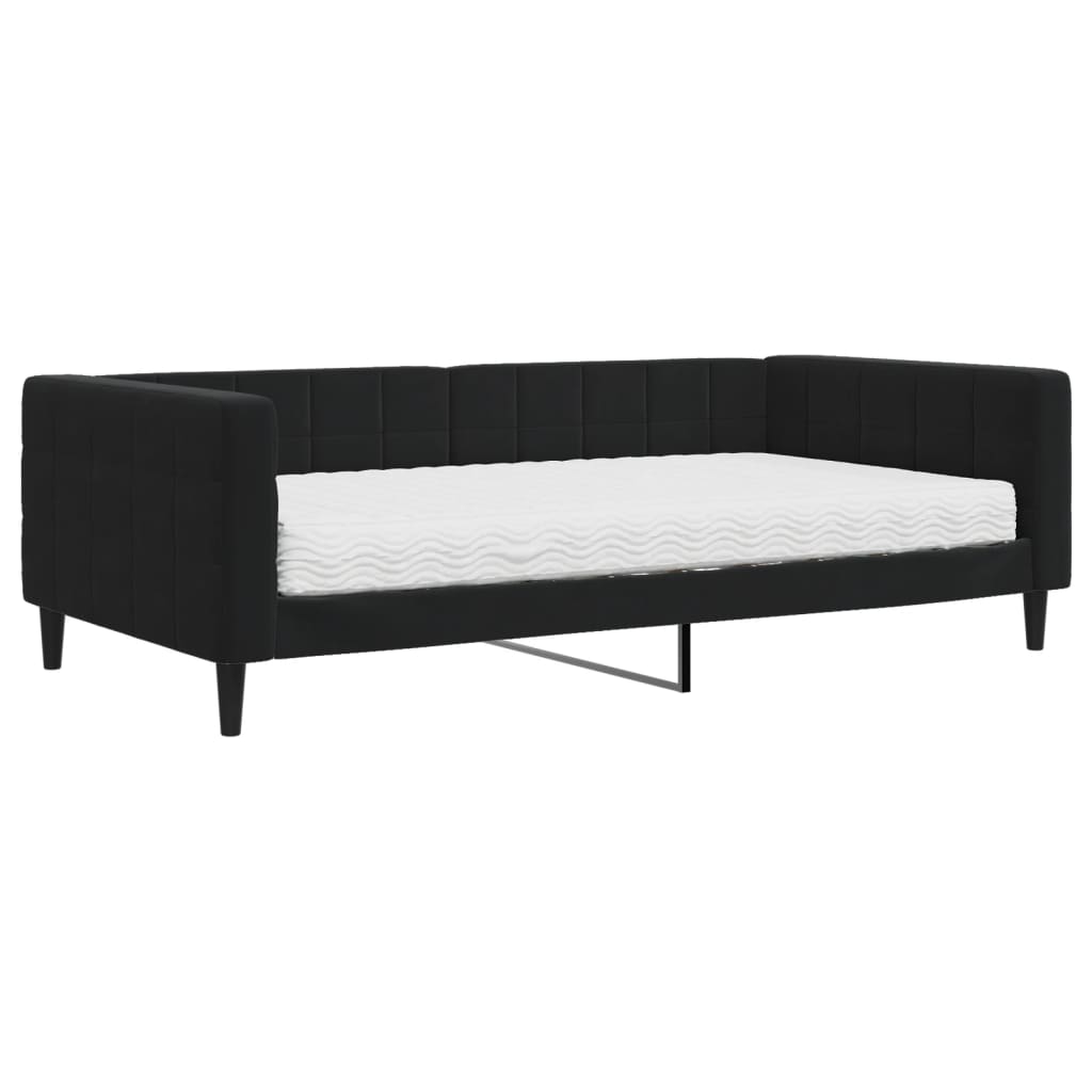 daybed med madras 100x200 cm velour sort