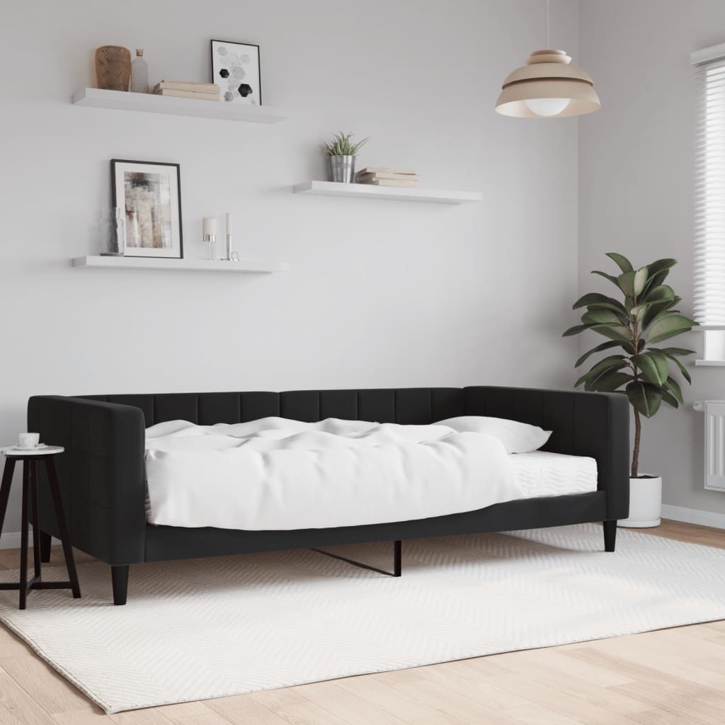 daybed med madras 100x200 cm velour sort