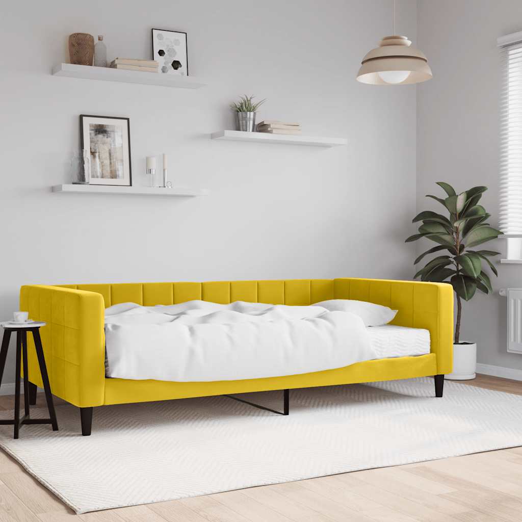 daybed med madras 100x200 cm velour gul billede