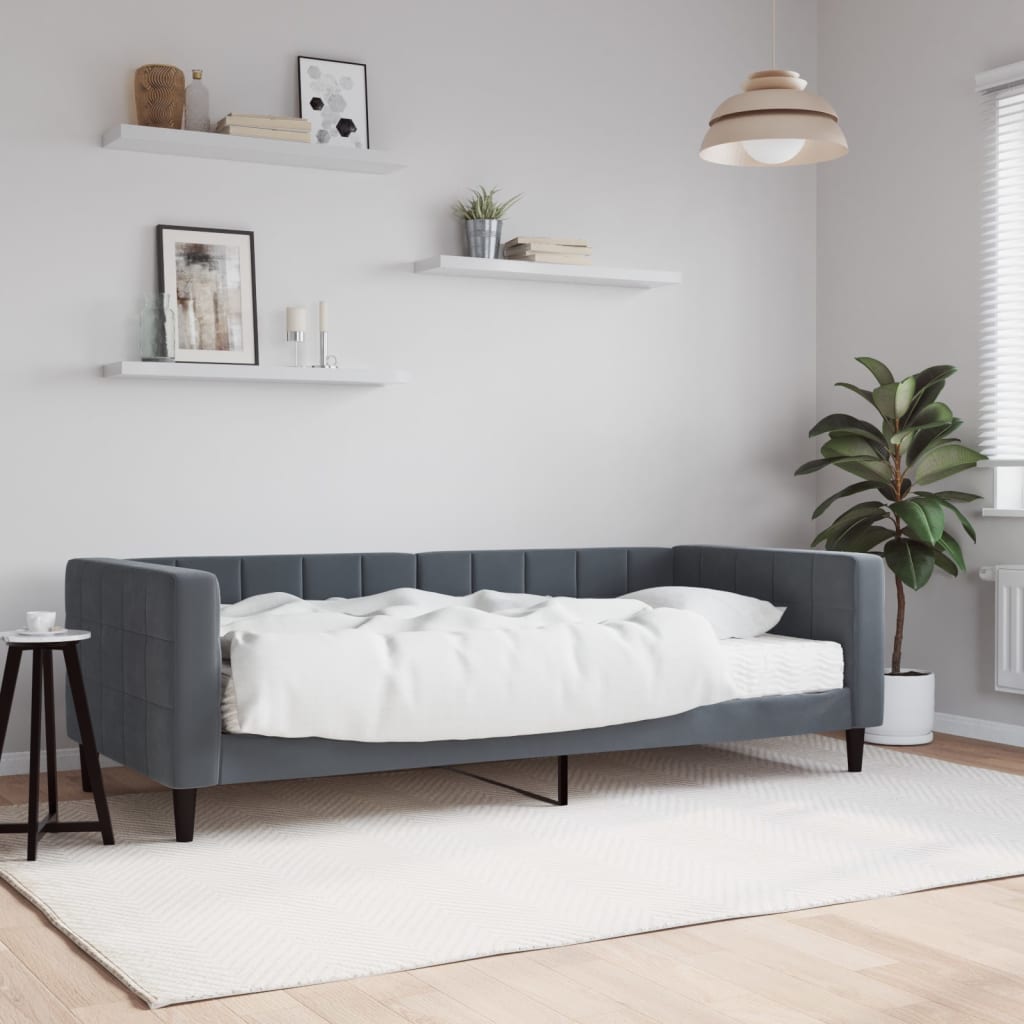 daybed med madras 90x190 cm velour mørkegrå billede