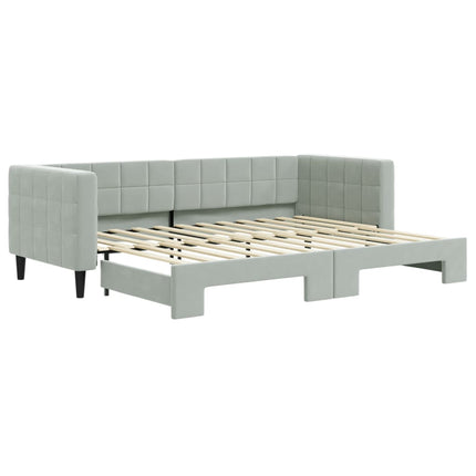 daybed med udtræk 80x200 cm velour lysegrå