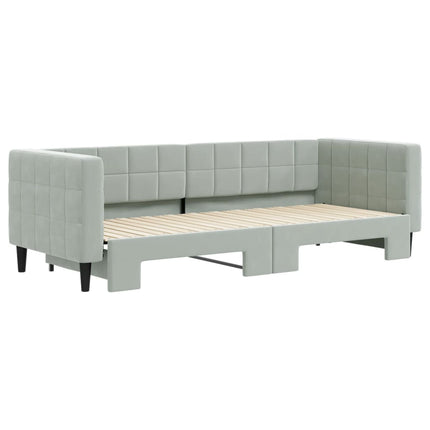 daybed med udtræk 80x200 cm velour lysegrå