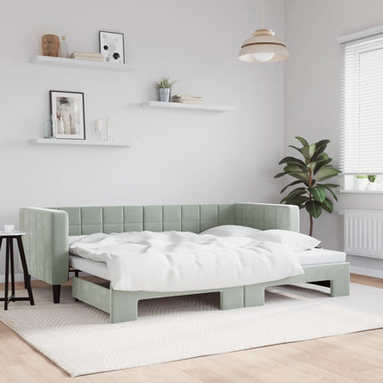 daybed med udtræk 80x200 cm velour lysegrå